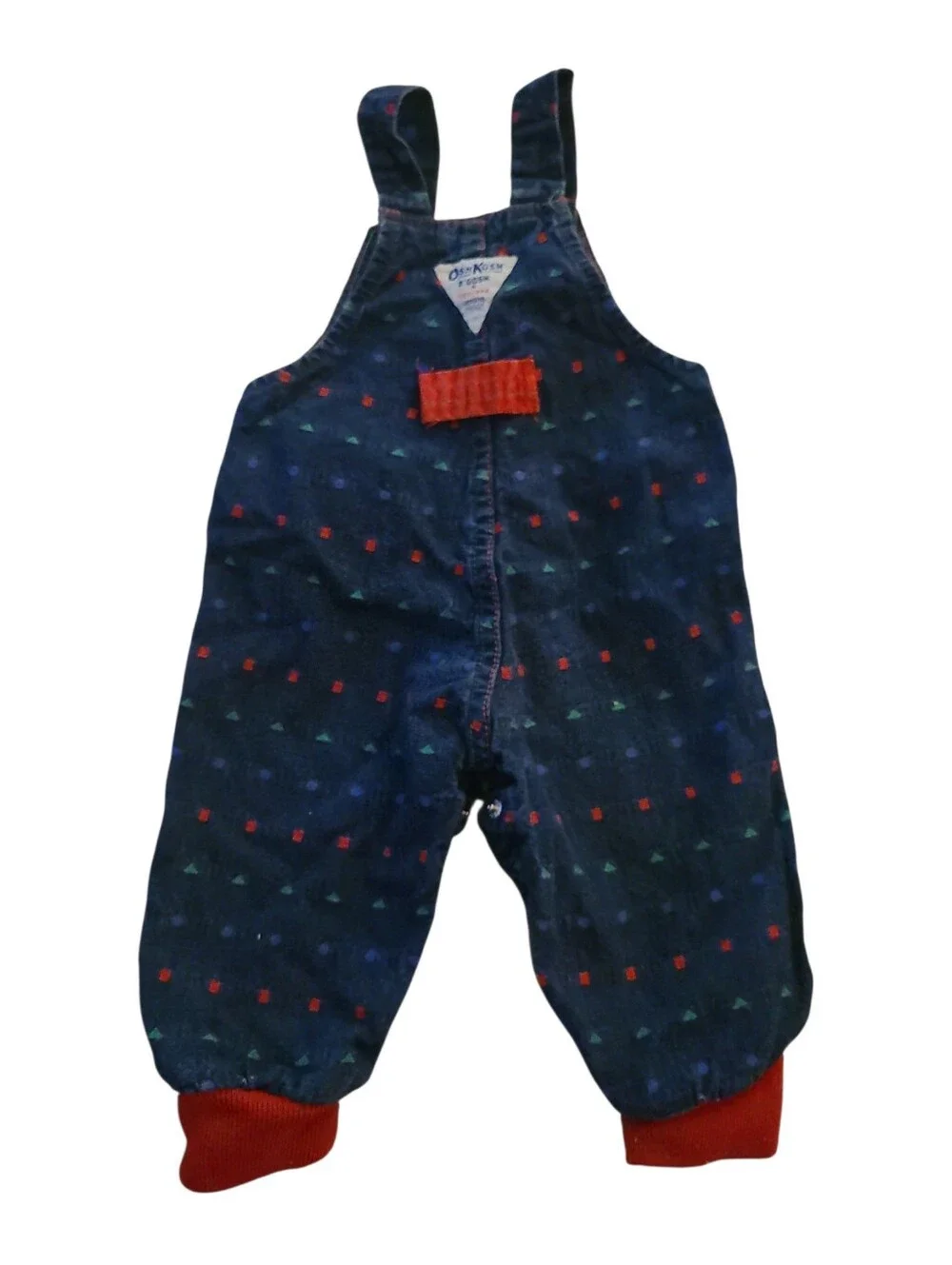 Vintage OshKosh B'gosh Navy Overalls with Red Accent 6 - 9 Months
